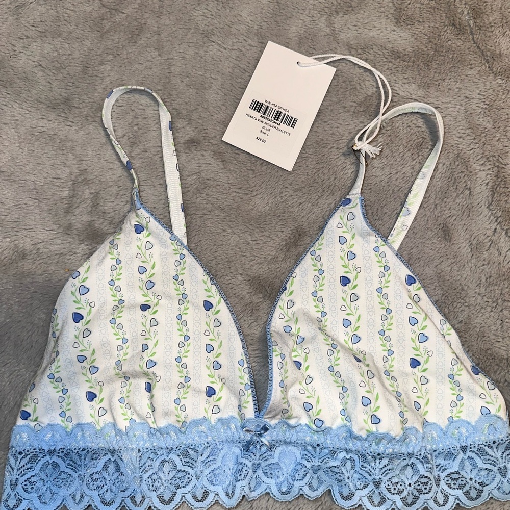 Roller rabbit Floral Lace Bralette with Blue Accents